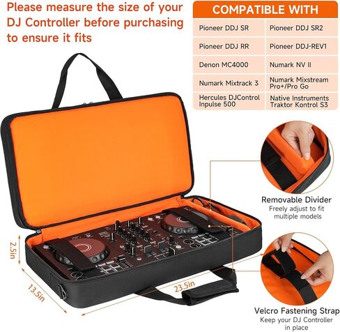 DJ Controller Case Compatible with Pioneer DDJ SR/SR2/RR/DDJ-REV1/Denon MC4000/Numark NV II/Numark Mixtrack 3/Mixstream Pro+/Pro Go/Hercules Inpulse 500/NI Traktor Kontrol S3(23.5 x 13.5 x 2.5 in) in Kuwait