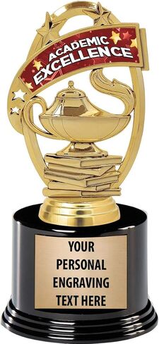 Crown Awards Academic Excellence Trophies with Custom Engraving, 7.25" Personalized Academic Excellence Trophy On Deluxe Round Base Prime in Saudi Arabia