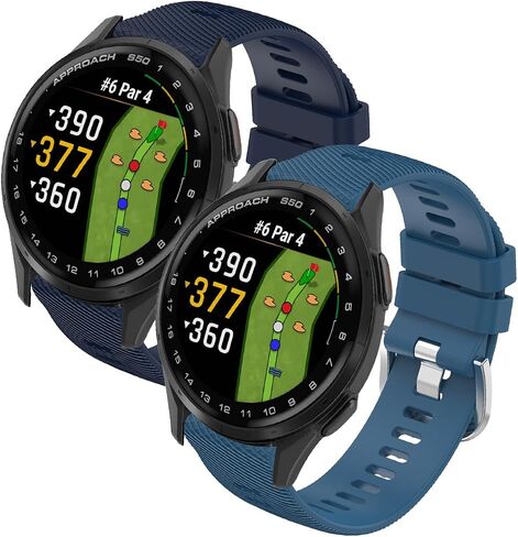 Sport Band Compatible with Garmin Approach S50 Ultra Soft Liquid Silicone Breathable and Sweat Proof, Quick Detachable Design Cross texture style,2 pack,Dark Blue+Blue. in Saudi Arabia