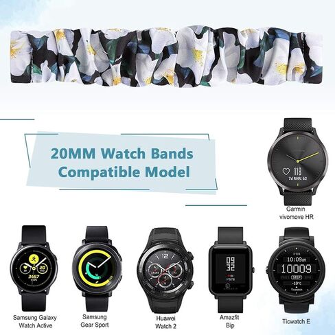 شريط بديل مرن Scrunchies 10 قطع مقاس 20 مم، متوافق مع ساعة Samsung Galaxy Watch 4 الكلاسيكية 42 مم 46 مم/Galaxy Watch 3 41 مم/Galaxy Watch 42 مم/Galaxy Watch 5 Pro 45 مم in Kuwait