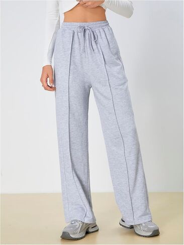 Women's Baggy Sweatpants Drawstring High Waisted Wide Leg Casual Long Pants in Saudi Arabia