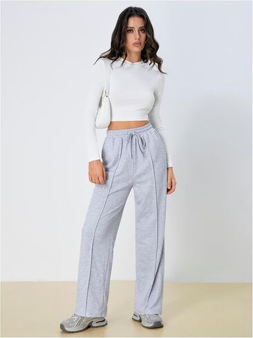 Women's Baggy Sweatpants Drawstring High Waisted Wide Leg Casual Long Pants in Saudi Arabia