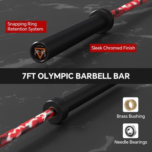 7FT Olympic Barbell Bar with Weight Plate Set Combo, Solid Olympic Bar with Bearings, 700Lbs Capacity Weight Bar for Home Gym Strength Training, Weightlifting, Powerlifting, Fit for 2" Olympic Plates in Kuwait