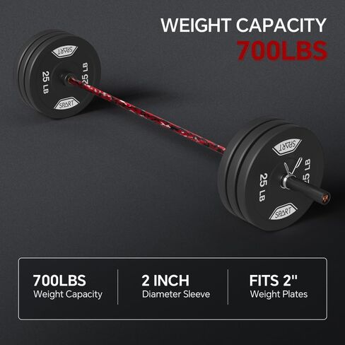 7FT Olympic Barbell Bar with Weight Plate Set Combo, Solid Olympic Bar with Bearings, 700Lbs Capacity Weight Bar for Home Gym Strength Training, Weightlifting, Powerlifting, Fit for 2" Olympic Plates in Kuwait