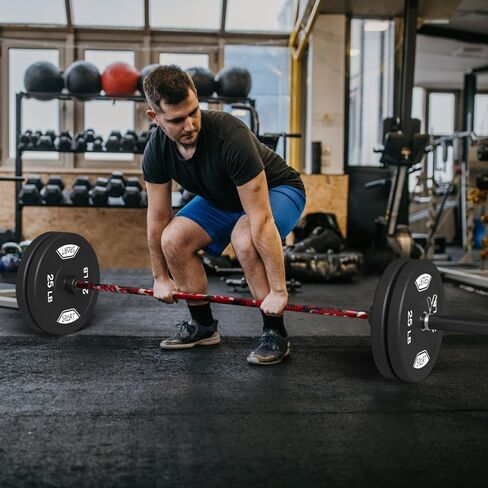 7FT Olympic Barbell Bar with Weight Plate Set Combo, Solid Olympic Bar with Bearings, 700Lbs Capacity Weight Bar for Home Gym Strength Training, Weightlifting, Powerlifting, Fit for 2" Olympic Plates in Kuwait