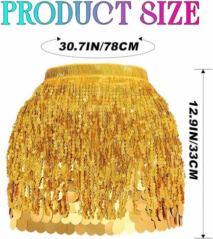 EARENT Sequin Skirt Sparkly Fringe Belly Dance Skirts New Year Eve Celebration Outfits Christmas Costume for Women in Saudi Arabia