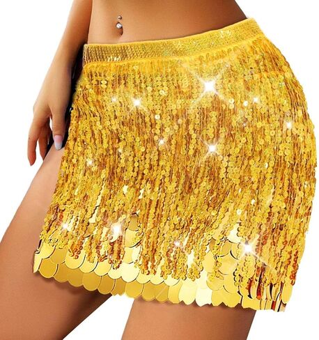 EARENT Sequin Skirt Sparkly Fringe Belly Dance Skirts New Year Eve Celebration Outfits Christmas Costume for Women in Saudi Arabia
