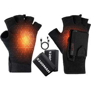 Heated Gloves for Men & Women, 10400mah Rechargeable Electric Battery & 24H USB Power, Fingerless Touchscreen Gloves for Work, Outdoor, Motorcycle, Arthritis, Hunting, Ski & Winter Warming in Saudi Arabia
