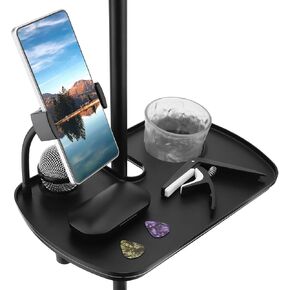 Microphone Stand Tray with Mic Phone Holder, 12.2" x 7.91" Large Shelf Adjustable Clamp On Rack Tray for Stage Music Stand Live Streaming Broadcast Audio Recording in Kuwait