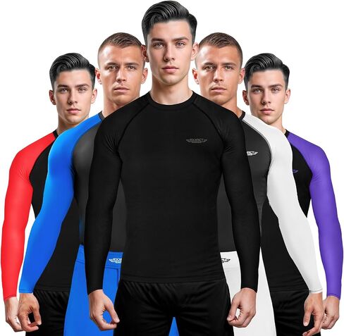 قميص ضغط BJJ Rash Guard بأكمام طويلة للرجال من Exxact Sports، مصنف من IBJJF قميص ضغط No Gi Jiu Jitsu لمصارعة الفنون القتالية المختلطة (MMA) in Kuwait