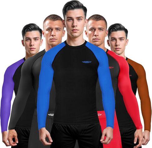 قميص ضغط BJJ Rash Guard بأكمام طويلة للرجال من Exxact Sports، مصنف من IBJJF قميص ضغط No Gi Jiu Jitsu لمصارعة الفنون القتالية المختلطة (MMA) in Kuwait
