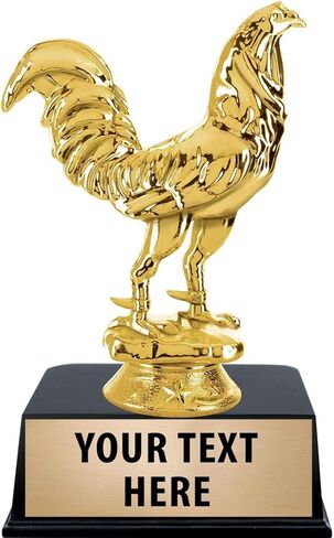 Crown Awards Fighting Rooster Trophies with Custom Engraving, 5" Personalized Fighting Rooster Trophy On Black Base Prime in Saudi Arabia
