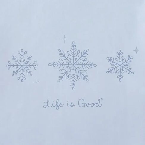 Life is Good. Women's Three Doodle Snowflakes Long Sleeve Crusher Vee, Glacier Blue in Saudi Arabia