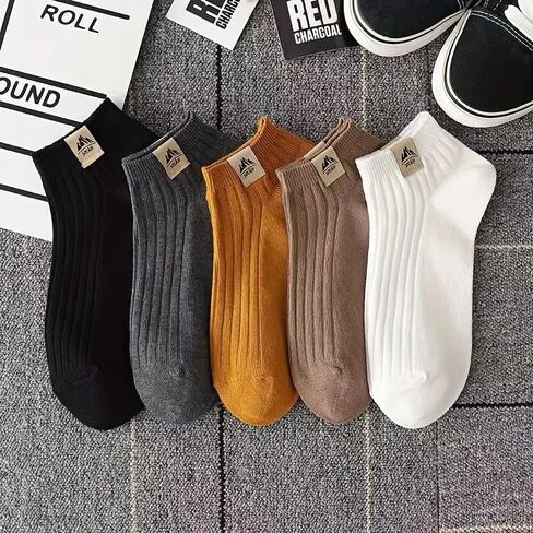 2pairs Ankle Socks - Breathable Sweat Absorbent Anti-Odor Low-Cut No-Show Socks with Fabric Tag, Assorted Neutral Colors for Casual Wear, RandomColor in Saudi Arabia
