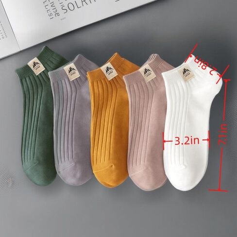 2pairs Ankle Socks - Breathable Sweat Absorbent Anti-Odor Low-Cut No-Show Socks with Fabric Tag, Assorted Neutral Colors for Casual Wear, RandomColor in Saudi Arabia