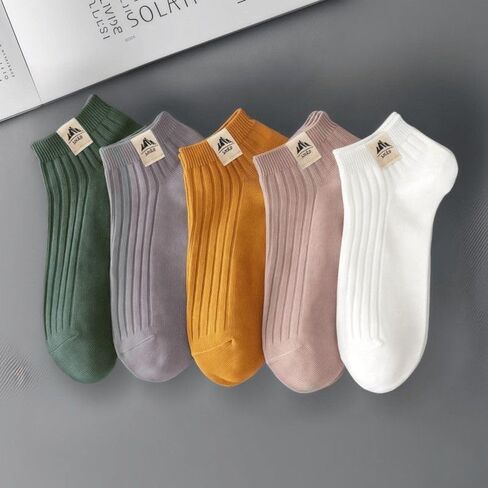 2pairs Ankle Socks - Breathable Sweat Absorbent Anti-Odor Low-Cut No-Show Socks with Fabric Tag, Assorted Neutral Colors for Casual Wear, RandomColor in Saudi Arabia