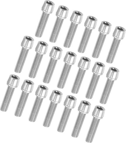 Motoforti Tapered Bolts Screws for MTB Bike Bicycle Stem Durable M5x20mm Socket Head Cap Bolts Screws Nuts Steel Silver Tone (Set of 20) Long-Lasting in Saudi Arabia