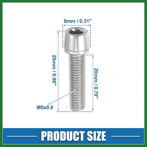 Motoforti Tapered Bolts Screws for MTB Bike Bicycle Stem Durable M5x20mm Socket Head Cap Bolts Screws Nuts Steel Silver Tone (Set of 20) Long-Lasting in Saudi Arabia