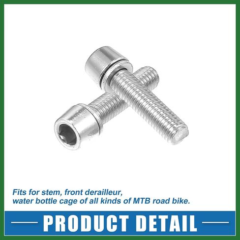 Motoforti Tapered Bolts Screws for MTB Bike Bicycle Stem Durable M5x20mm Socket Head Cap Bolts Screws Nuts Steel Silver Tone (Set of 20) Long-Lasting in Saudi Arabia