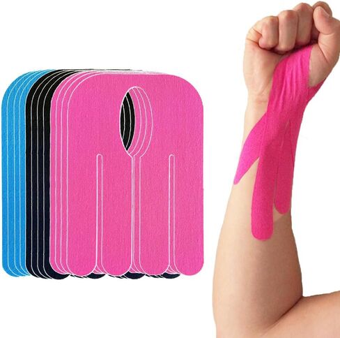 Kinesiology Tape for Wrist Precut, 12pc Waterproof & Breathable Bowling Wrist Tapes, Hypoallergenic Latex-Free Elastic Athletic Tape for Carpal Tunnel, Sports Joints Muscle Support.(Mix) in Saudi Arabia
