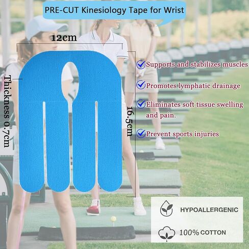 Kinesiology Tape for Wrist Precut, 12pc Waterproof & Breathable Bowling Wrist Tapes, Hypoallergenic Latex-Free Elastic Athletic Tape for Carpal Tunnel, Sports Joints Muscle Support.(Mix) in Saudi Arabia