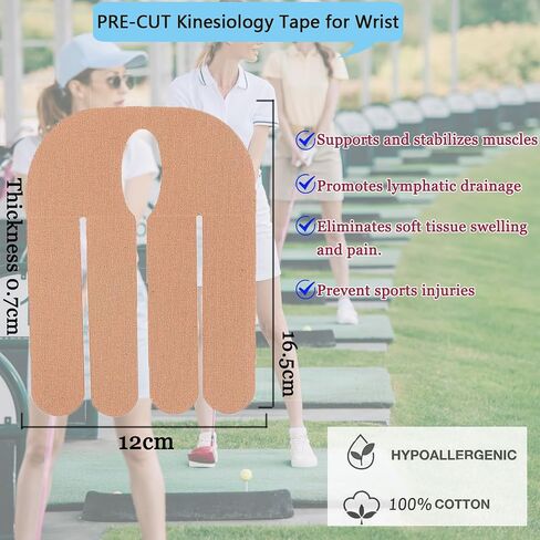 Kinesiology Tape for Wrist Precut, 12pc Waterproof & Breathable Bowling Wrist Tapes, Hypoallergenic Latex-Free Elastic Athletic Tape for Carpal Tunnel, Sports Joints Muscle Support.(Mix) in Saudi Arabia