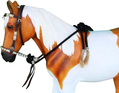 CHALLENGER Horse Western Knotted Bosal Rawhide Hanger Headstall w/Black Braided Reins 78J04BK in Saudi Arabia