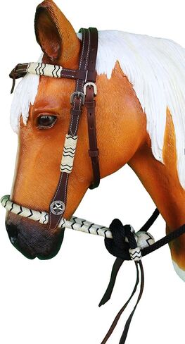CHALLENGER Horse Western Knotted Bosal Rawhide Hanger Headstall w/Black Braided Reins 78J04BK in Saudi Arabia