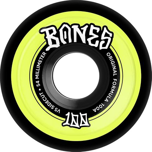 Bones Wheels OG Forumla Sidecuts 100's Skateboard Wheels, 54mm, 100A, V5 Sidecut, Black in Saudi Arabia