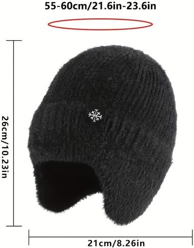 Winter Beanie with Ear Flaps Fleece Lined Thermal Knitted Hat for Men Women in Saudi Arabia