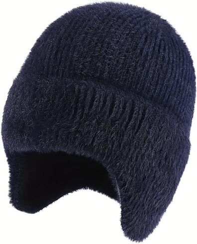 Winter Beanie with Ear Flaps Fleece Lined Thermal Knitted Hat for Men Women in Saudi Arabia