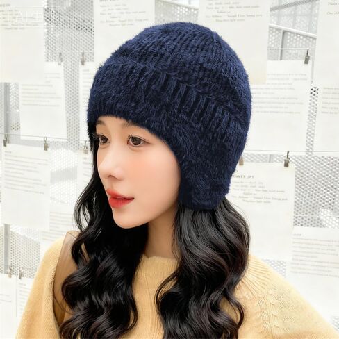 Winter Beanie with Ear Flaps Fleece Lined Thermal Knitted Hat for Men Women in Saudi Arabia