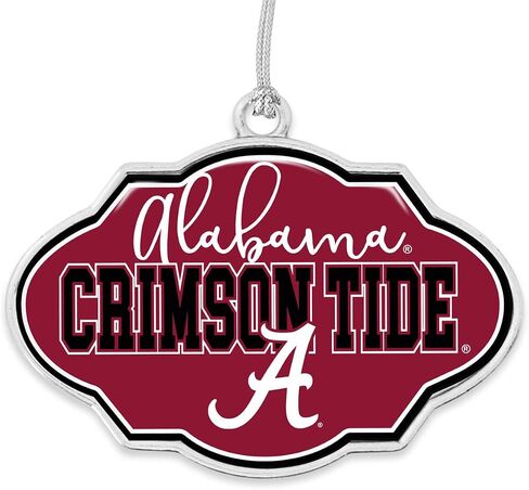 Alabama Crimson Tide Frame Design Christmas Ornament with Team Logo Silver Metal Gift Tree Decoration UA in Saudi Arabia