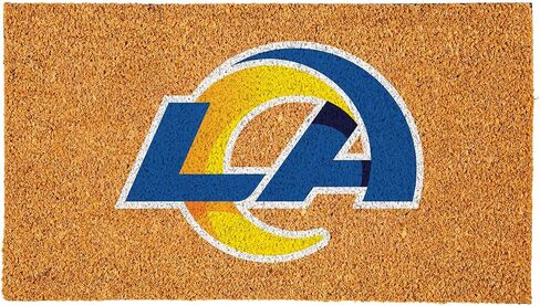 Team Sports America NFL Los Angeles Rams Natural Coir Doormat | Official Full Color Team Logo | 28 x 16 Inches | Non Slip Back | Front Door Welcome Floor Mats | Indoor Outdoor Entrance Home Décor in Saudi Arabia