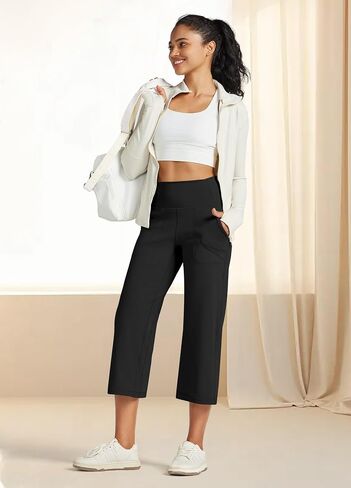 Women's Yoga Capris Pants High Waist Leggings Athletic Exercise Workout Crop Capris Quick Dry 23" in Saudi Arabia