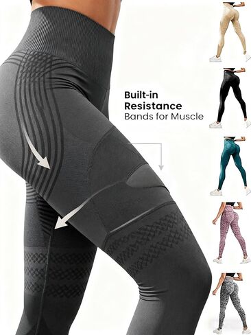 Resistance Band Leggings, High Waisted Butt Lifting Tummy Control Yoga & Gym Workout Pants in Saudi Arabia