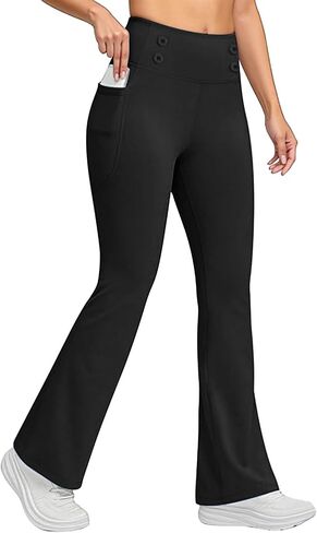 Fleece Lined Leggings Women Tummy Control High Waisted Bootcut Flare Leggings Winter Thermal Yoga Pants with Pockets in Saudi Arabia