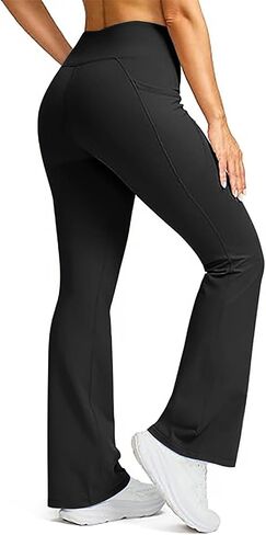 Fleece Lined Leggings Women Tummy Control High Waisted Bootcut Flare Leggings Winter Thermal Yoga Pants with Pockets in Saudi Arabia