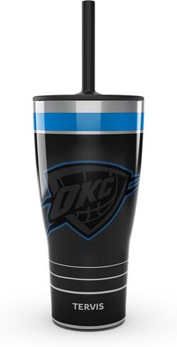 Tervis Traveler NBA Oklahoma City Thunder - Night Game Triple Walled Insulated Tumbler Travel Cup Keeps Drinks Cold & Hot, 30oz with Straw Lid, Stainless Steel in Saudi Arabia