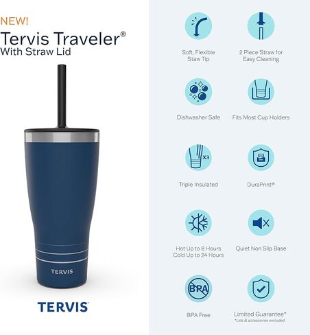 Tervis Traveler NBA Oklahoma City Thunder - Night Game Triple Walled Insulated Tumbler Travel Cup Keeps Drinks Cold & Hot, 30oz with Straw Lid, Stainless Steel in Saudi Arabia