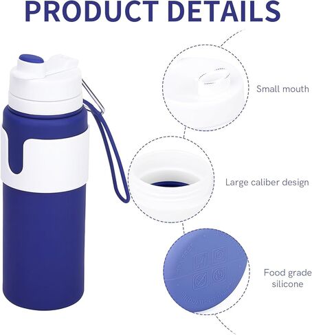 زجاجات مياه قابلة للطي للسفر - 26oz خالية من مادة BPA قابلة للطي مع حلقة تسلق، تصميم خفيف الوزن مانع للتسرب، زجاجة محمولة قابلة لإعادة الاستخدام للمشي لمسافات طويلة والطائرة والتخييم (أخضر) in Kuwait
