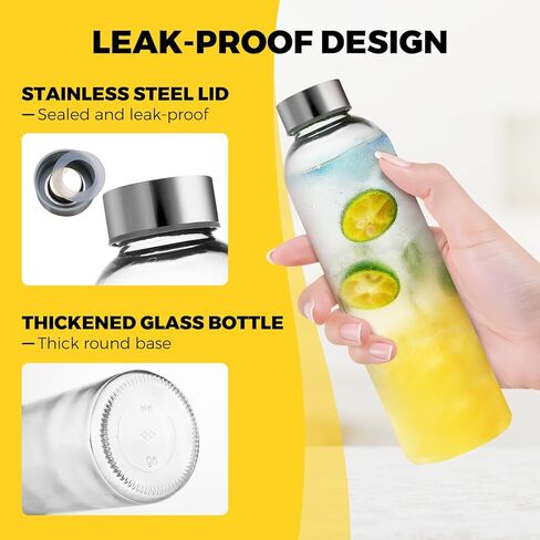 6 قطع من زجاجات عصير زجاجية سعة 18 أونصة مع غطاء من جارسوف، حاويات مشروبات زجاجة مياه شفافة مع أغطية، برطمان ميسون طويل القامة قابل لإعادة الاستخدام للشرب والعصائر والمشروبات الأخرى، خالٍ من البيسفينول أ، وعاء شرب مانع للتسرب بنسبة 100% in Kuwait