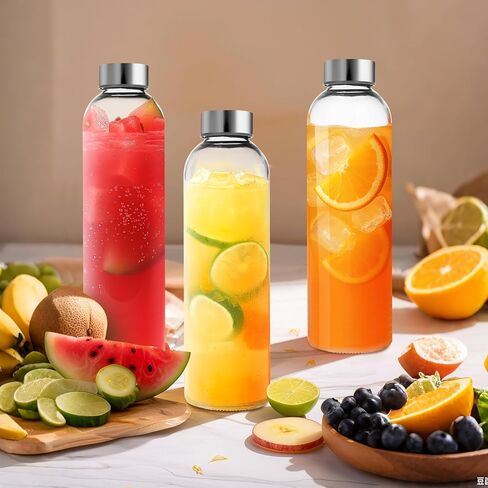 6 قطع من زجاجات عصير زجاجية سعة 18 أونصة مع غطاء من جارسوف، حاويات مشروبات زجاجة مياه شفافة مع أغطية، برطمان ميسون طويل القامة قابل لإعادة الاستخدام للشرب والعصائر والمشروبات الأخرى، خالٍ من البيسفينول أ، وعاء شرب مانع للتسرب بنسبة 100% in Kuwait