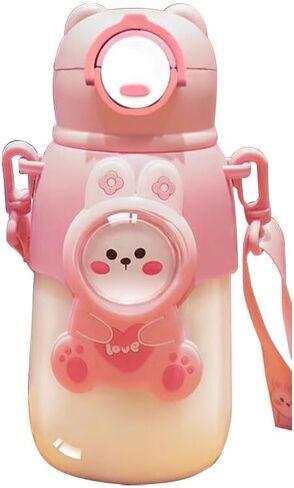 1 Pcs Pack Water Bottle with Straw, Leak-proof Portable Water Cup, 660ml Capacity, Pink 22.3 OZ in Saudi Arabia