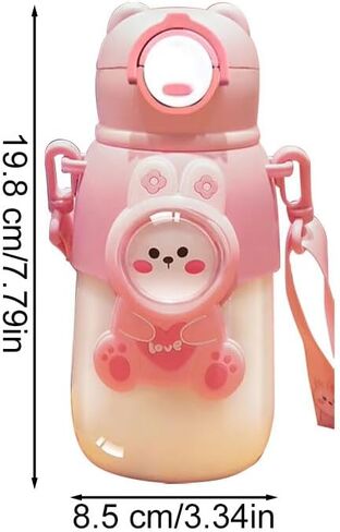 1 Pcs Pack Water Bottle with Straw, Leak-proof Portable Water Cup, 660ml Capacity, Pink 22.3 OZ in Saudi Arabia