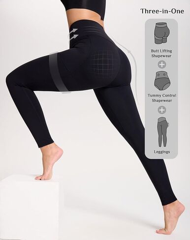 Butt Lifting Pads Leggings for Women with a Sculpting Hip Enhancer | 3-in-1 Tummy Control Shapewear with Pockets in Kuwait