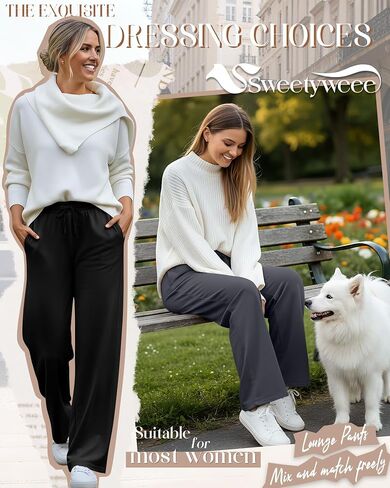 3 Pack Lounge Pants Women Wide Leg Baggy Sweatpants Casual Loose Drawstring Elastic Waist Yoga Pants with Pockets in Saudi Arabia