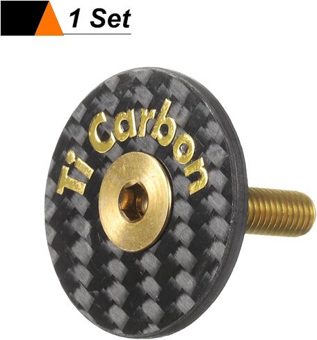HARFINGTON 1 3/8 OD Bike Headset Stem Top Cap Carbon Fiber Cycling Headset Cover Stem with Gold M6 Bolt for Mountain Road Bike MTB, Gold in Saudi Arabia