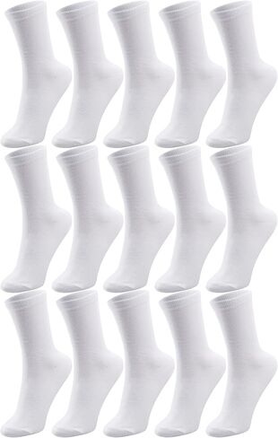 Duufin 15 Pairs Women's Crew Socks Mid Calf Lightweight Casual Athletic Gym Workout Ladies Plain Crew Socks for Women in Saudi Arabia