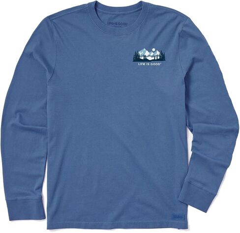 Life is Good. Men's Winter Evergreen Long Sleeve Crusher Tee, Vintage Blue (US, Alpha, Medium, Regular, Regular, Vintage Blue) in Saudi Arabia